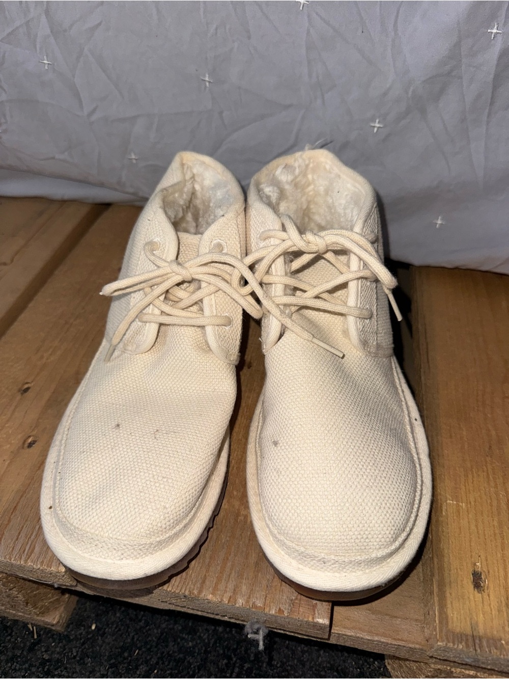 UGG Women's Cream Lace-Up Ankle Booties